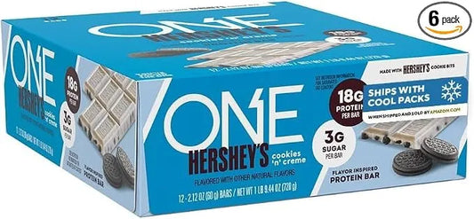 ONE Hershey's Cookies 'n' Creme Protein Bars, 18g Protein, 12 count (Pack of 6)