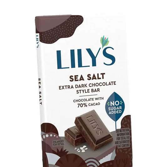 LILY'S Sea Salt Extra Dark Chocolate Style No Sugar Added, Sweets Bars, 2.8 oz (12 Count)