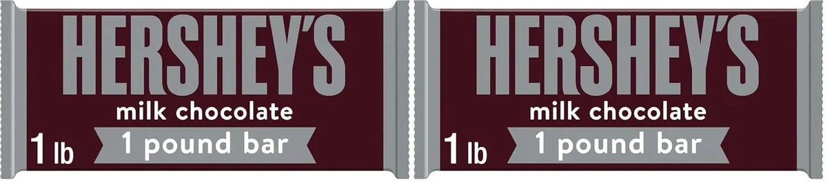 HERSHEY'S Milk Chocolate Candy Gift Bar, 1 lb (Pack of 2)