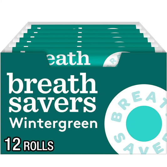 BREATH SAVERS Wintergreen Sugar-Free Mints Rolls, 0.75 oz, 12 ct