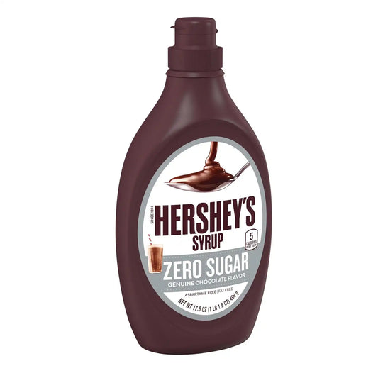 HERSHEY'S Zero Sugar Genuine Chocolate Flavored Syrup Bottle, 17.5 oz