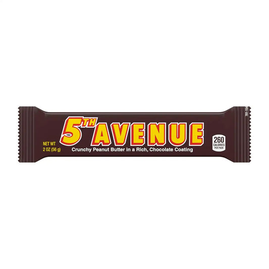 5TH AVENUE Chocolate Coated Peanut Butter Candy Bars, 2 oz, 18 Ct