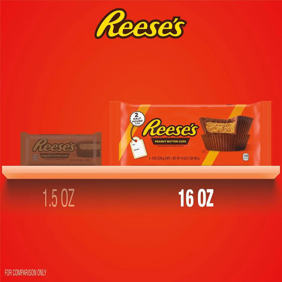 REESE'S Peanut Butter Cup Milk Chocolate Candy, 16 oz