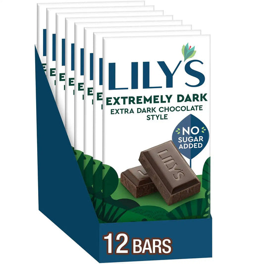 LILY'S Extremely Dark Extra Dark Chocolate Style Bars, 2.8 oz, 12 ct