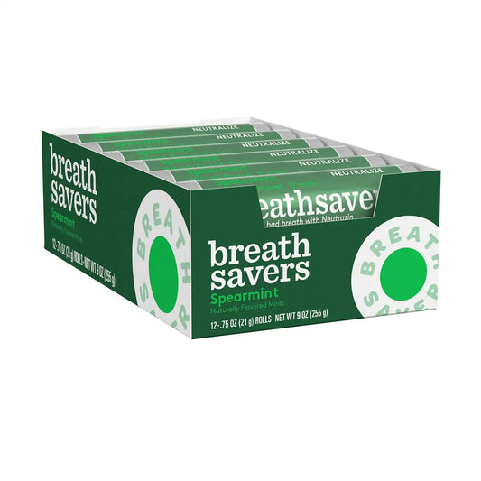 BREATH SAVERS Spearmint Sugar-Free Mints Rolls, 0.75 oz, 12 ct