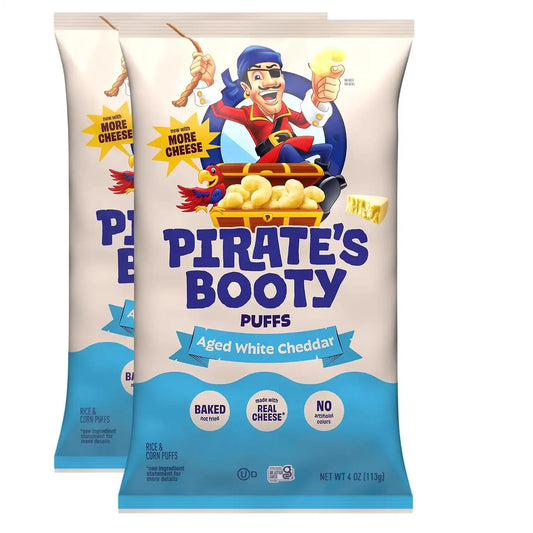 Pirate's Booty Aged White Cheddar Cheese Puffs,Gluten-Free,Kids Snacks,4oz,(Pack of 2)