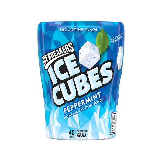 ICE BREAKERS Ice Cubes Peppermint Sugar Free Chewing Gum Bottles, 3.24 oz (6 Count, 40 Pieces) (Pack of 12)