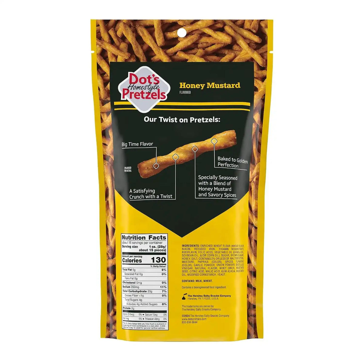 Dot's Pretzels Honey Mustard Seasoned Pretzel Twists Snack Bag, 16 oz