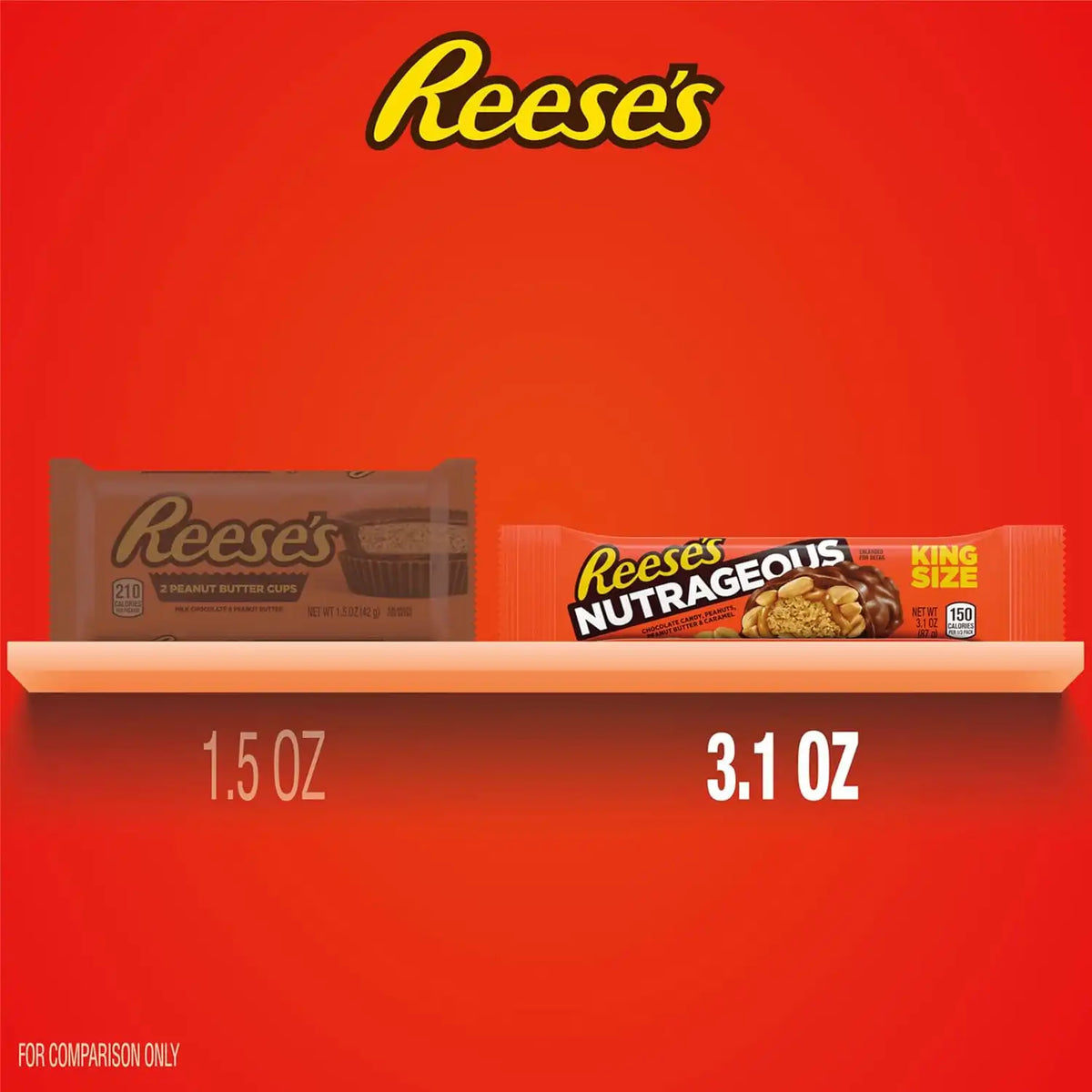 REESE'S NUTRAGEOUS Chocolate, Peanut Butter, Caramel and Peanut King Size, Candy Bars, 3.1 oz (18 Count)