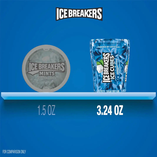ICE BREAKERS Ice Cubes Peppermint Sugar-Free Gum Bottles, 4 ct