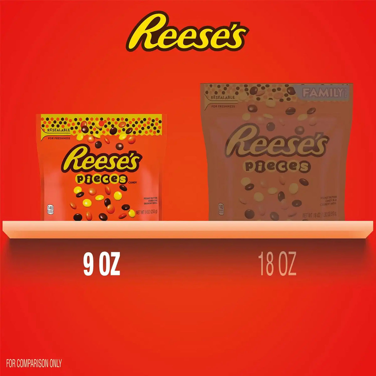REESE'S PIECES Peanut Butter in a Crunchy Shell, Candy Bag, 9 oz
