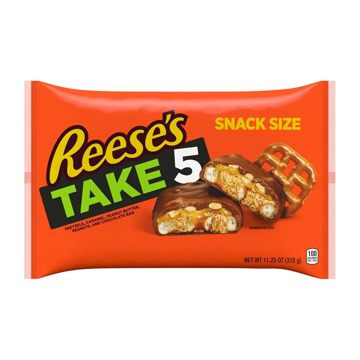 REESE'S TAKE 5 Pretzel, Peanut and Chocolate Snack Size, Candy Bag, 11.25 oz