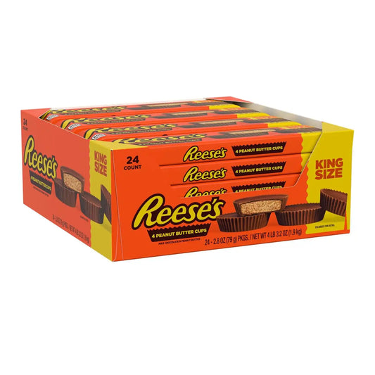 REESE'S Milk Chocolate King Size Peanut Butter Cups, 2.8 oz, 24 Ct
