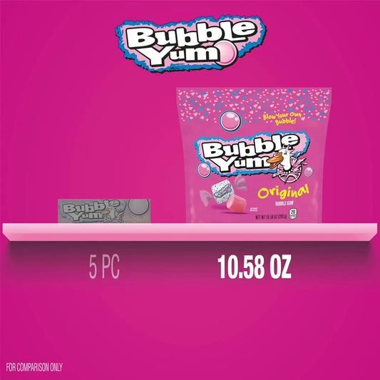 BUBBLE YUM Original Flavored Chewy, Bubble Gum Bag, 10.82 oz (Pack of 2)
