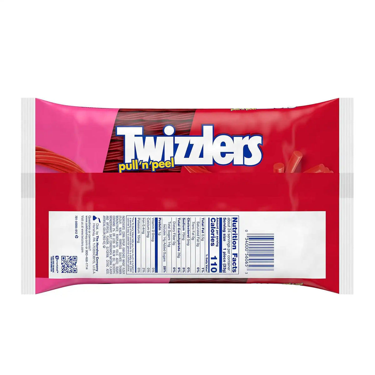 TWIZZLERS Pull 'N' Peel Cherry Licorice Style Candy Big Bag, 28 oz