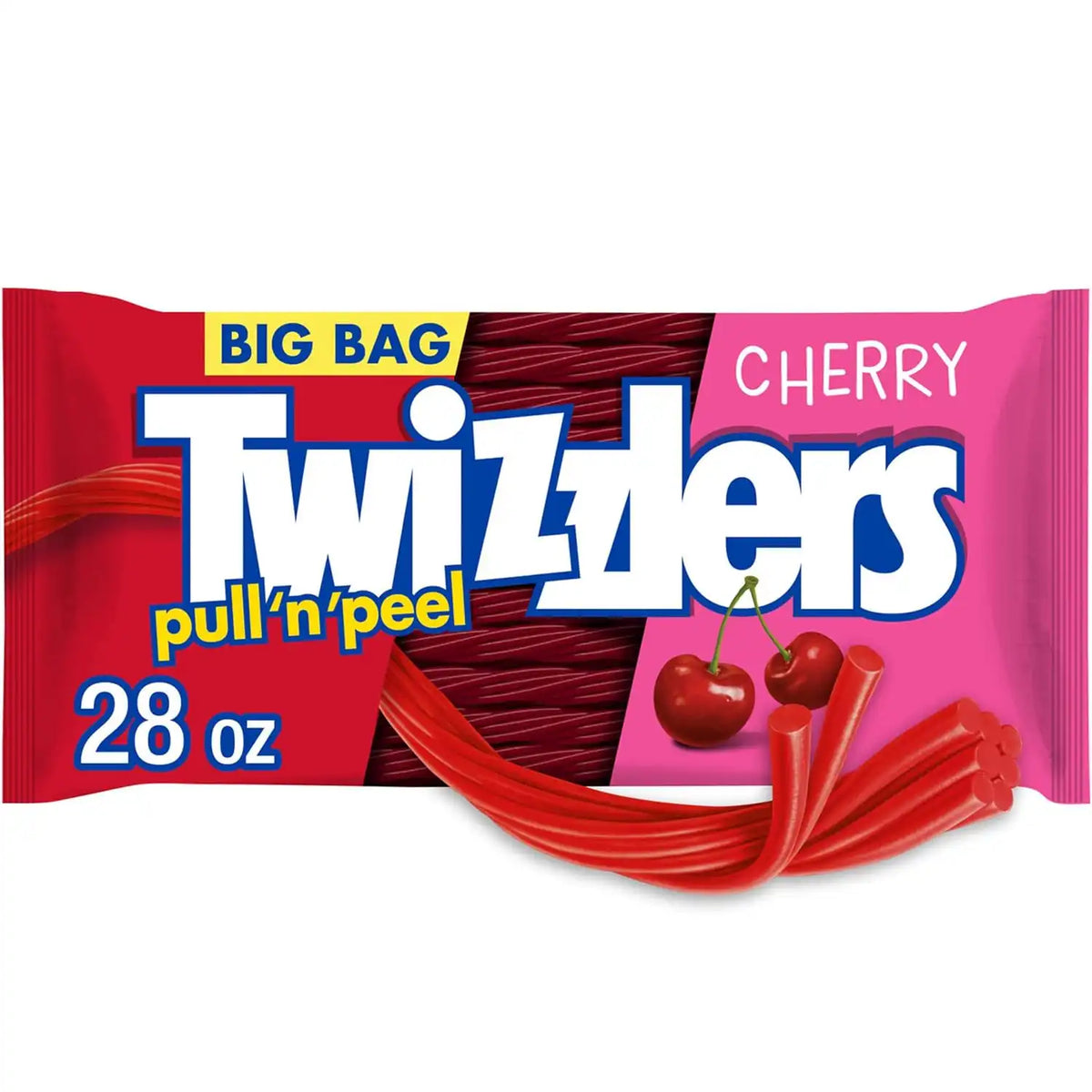 TWIZZLERS Pull 'N' Peel Cherry Licorice Style Candy Big Bag, 28 oz