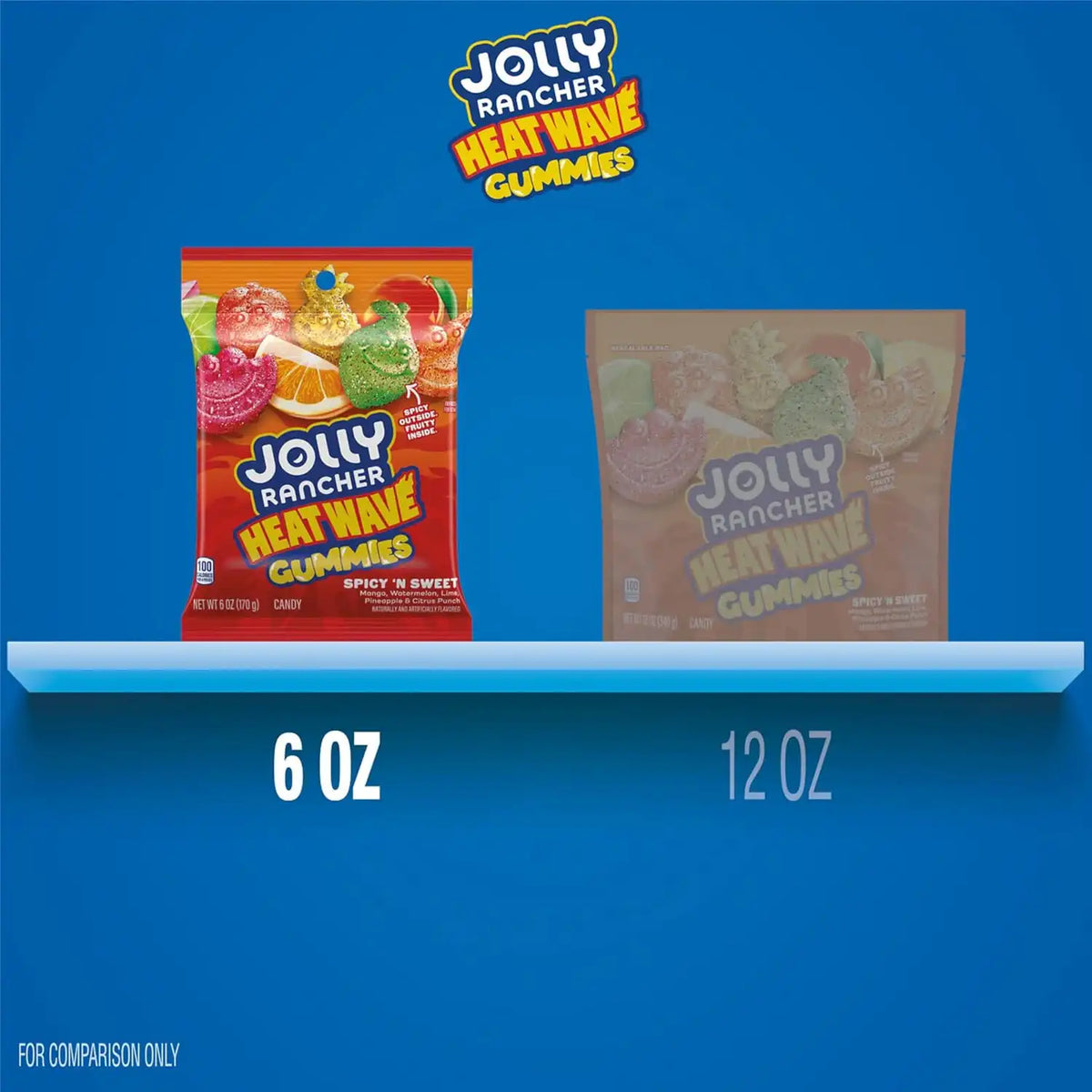 JOLLY RANCHER Heat Wave Gummies Spicy n Sweet Assorted Fruit Flavored Candy Bag, 6 oz (Pack of 2)