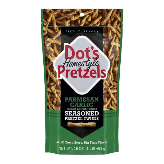 DOT'S Pretzels Parmesan Garlic Flavored Seasoned Pretzel Twists Bag, 16 oz