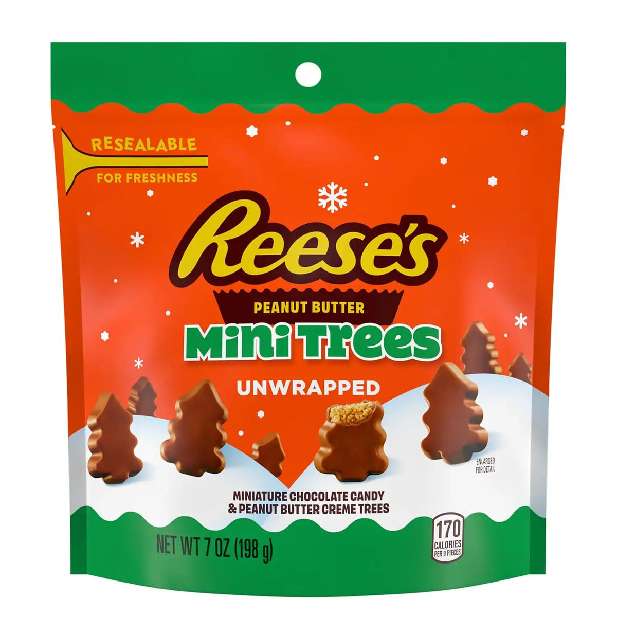 REESE'S Mini Peanut Butter Christmas Trees, Unwrapped, 7 oz (Pack of 2)