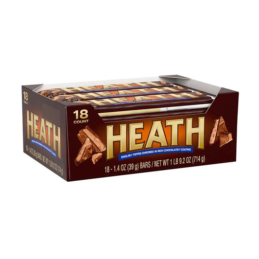 HEATH Chocolatey English Toffee Candy Bars, 1.4 oz (18 Count) (Pack of 2)