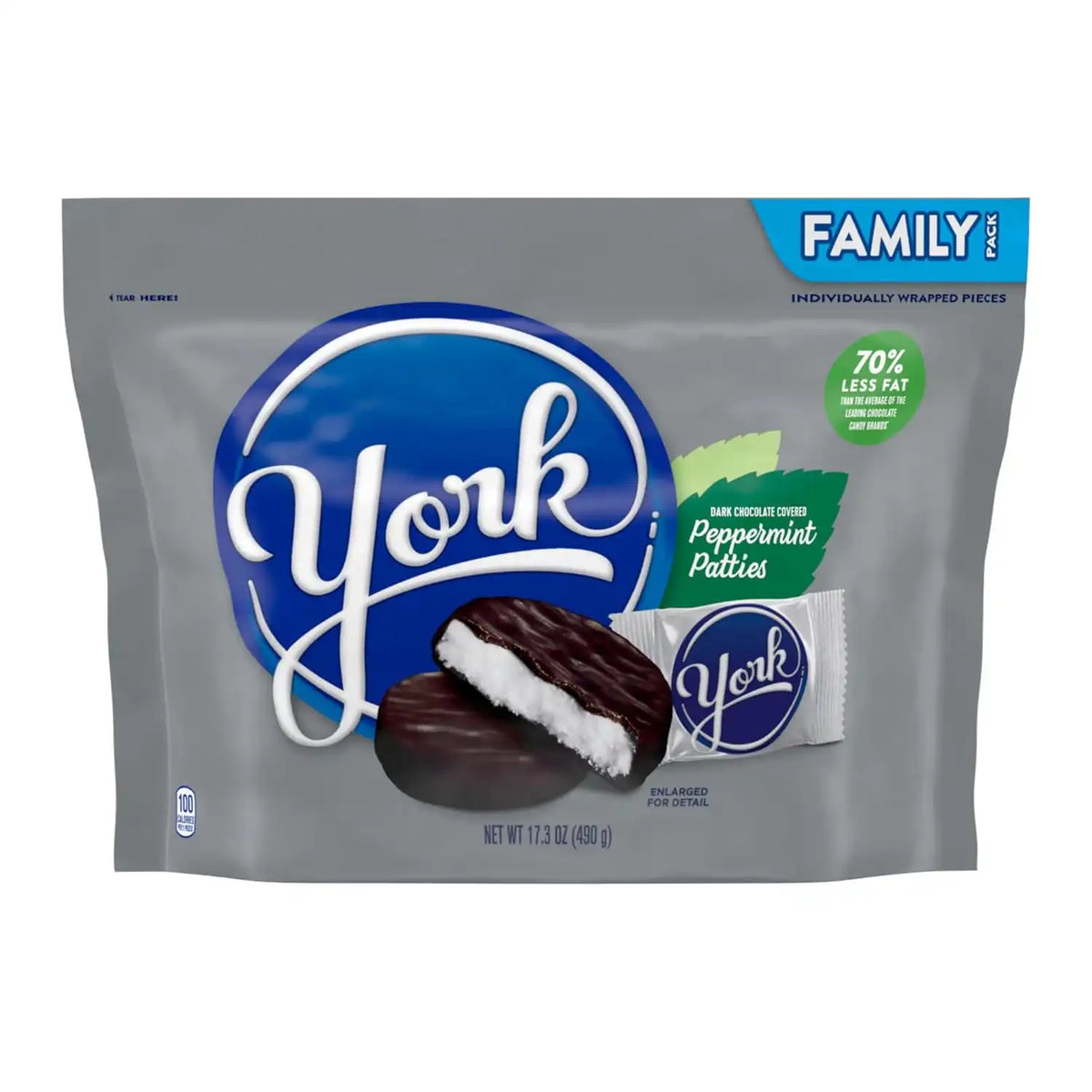 YORK Dark Chocolate Peppermint Patties, Candy Family Pack, 17.3 oz