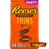 REESE'S THiNS Milk Chocolate Peanut Butter Cups, Candy Party Pack, 24.05 oz