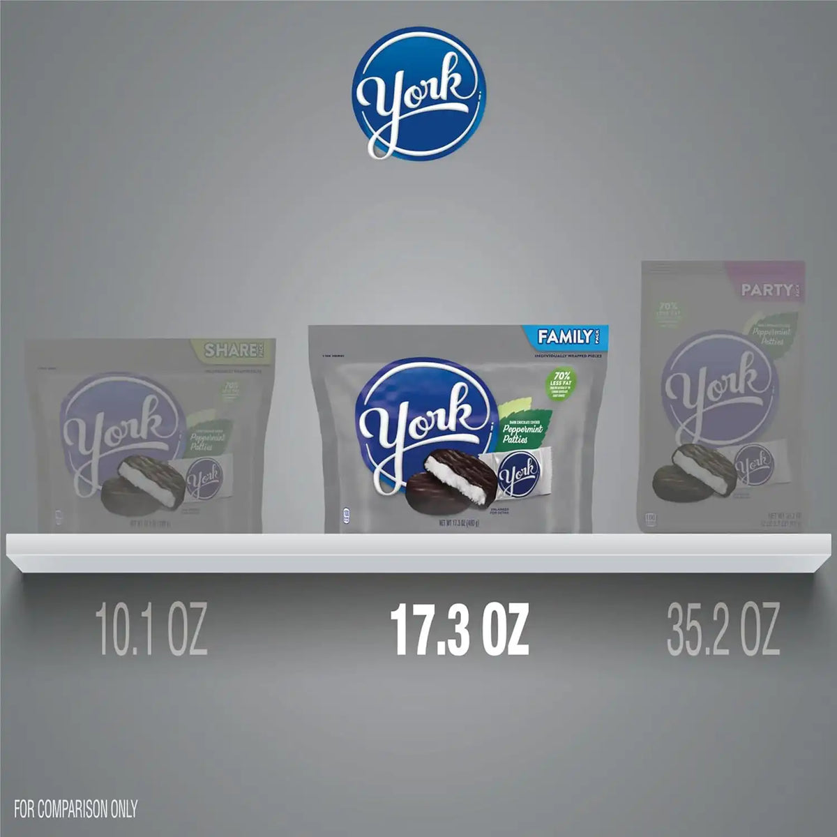YORK Dark Chocolate Peppermint Patties, Candy Family Pack, 17.3 oz