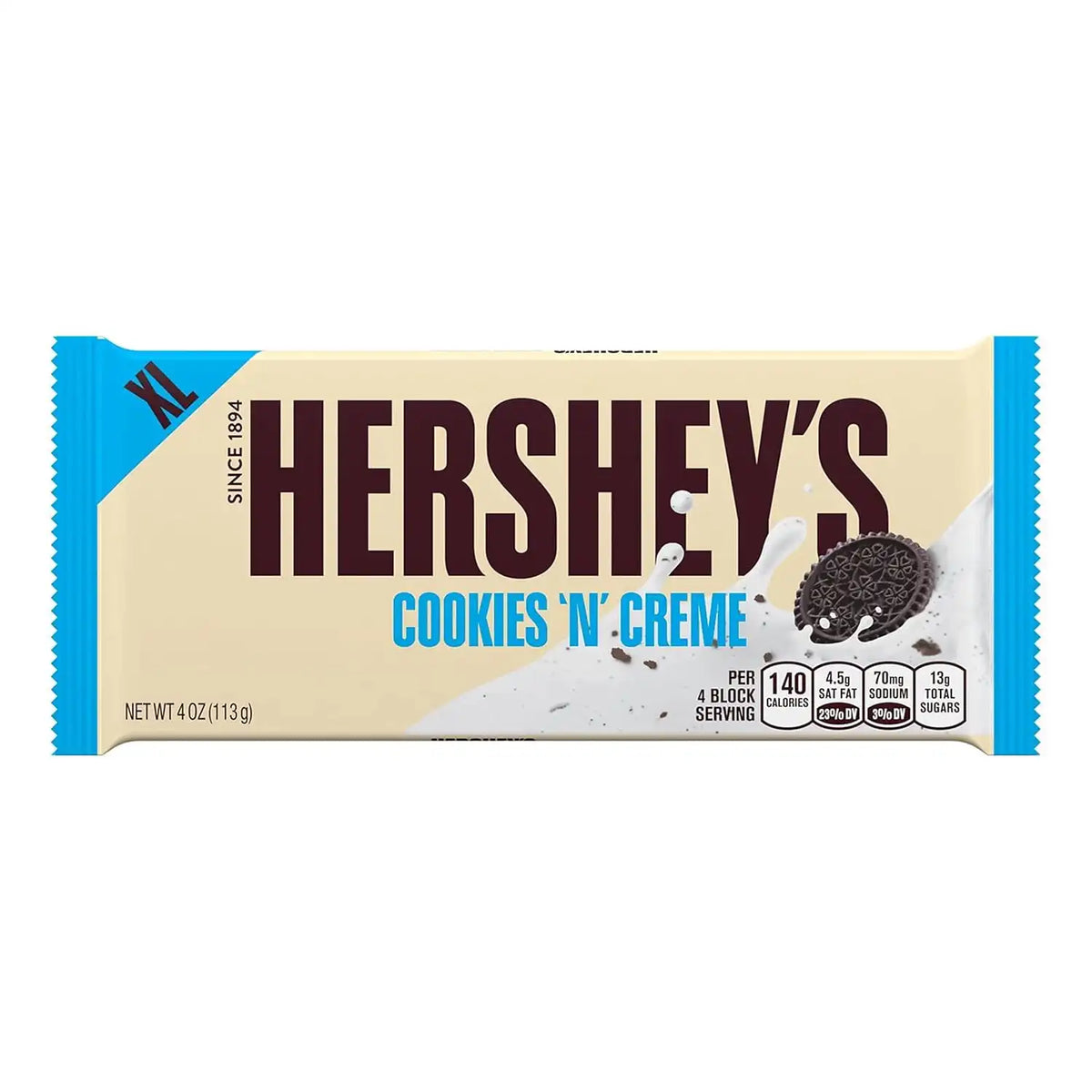 HERSHEY'S Cookies 'n' Creme XL, Candy Bars, 4 oz (12 Count, 16 Pieces)