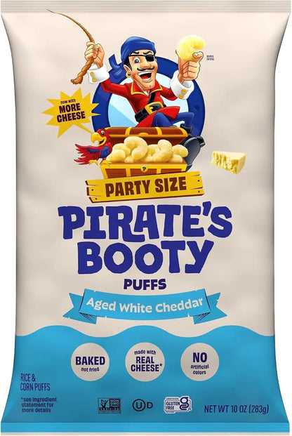 Pirate's Booty Aged White Cheddar Cheese Puffs,Gluten-Free,Kids Snacks,10oz,(Pack of 6)