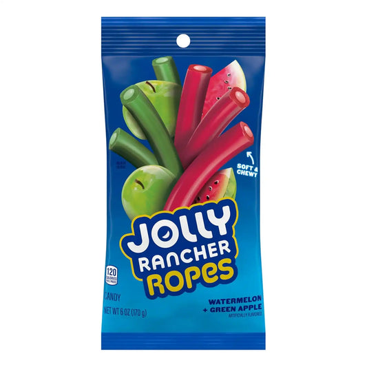 JOLLY RANCHER Ropes Watermelon & Green Apple Candy Bag, 6 oz