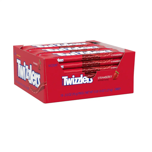 TWIZZLERS Twists Strawberry Licorice Style Candy Packs, 2.5 oz, 18 ct
