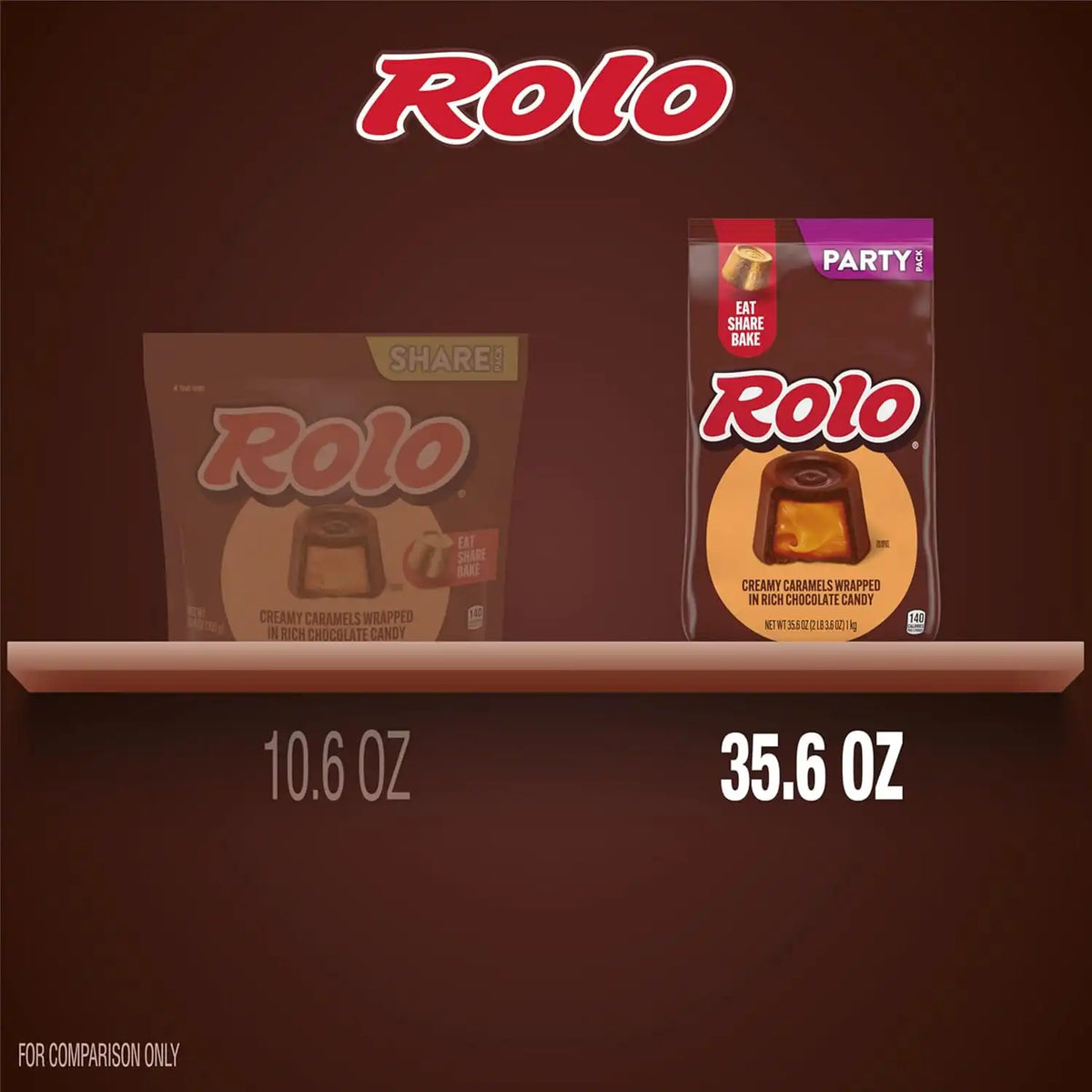 ROLO Rich Chocolate Caramels Candy Party Pack, 35.6 oz