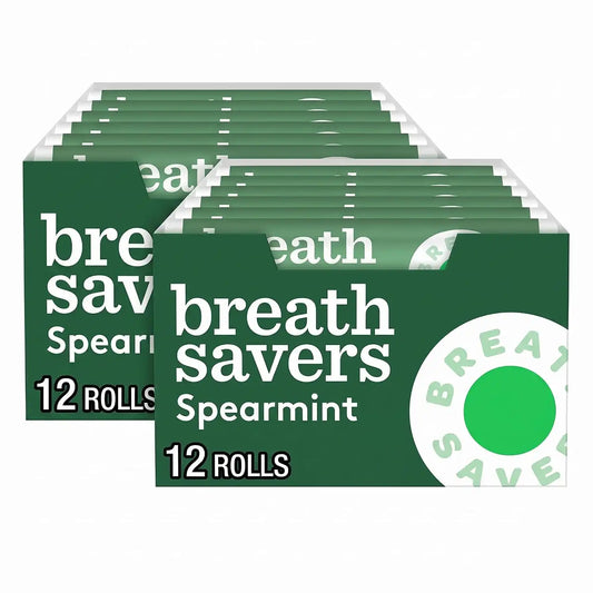 BREATH SAVERS Spearmint Flavored Sugar Free Breath Mints Rolls, .75 oz (Pack of 24)