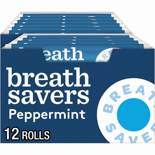 BREATH SAVERS Peppermint Flavored Sugar Free Breath Mints Rolls, .75 oz (12 Count) (Pack of 2)