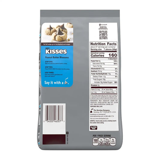 HERSHEY'S KISSES Milk Chocolate Candy Bulk Party Pack, 30 oz