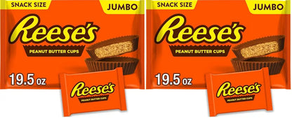 REESE'S Milk Chocolate Snack Size Peanut Butter Cups, Candy Jumbo Bag, 19.5 oz (Pack of 2)