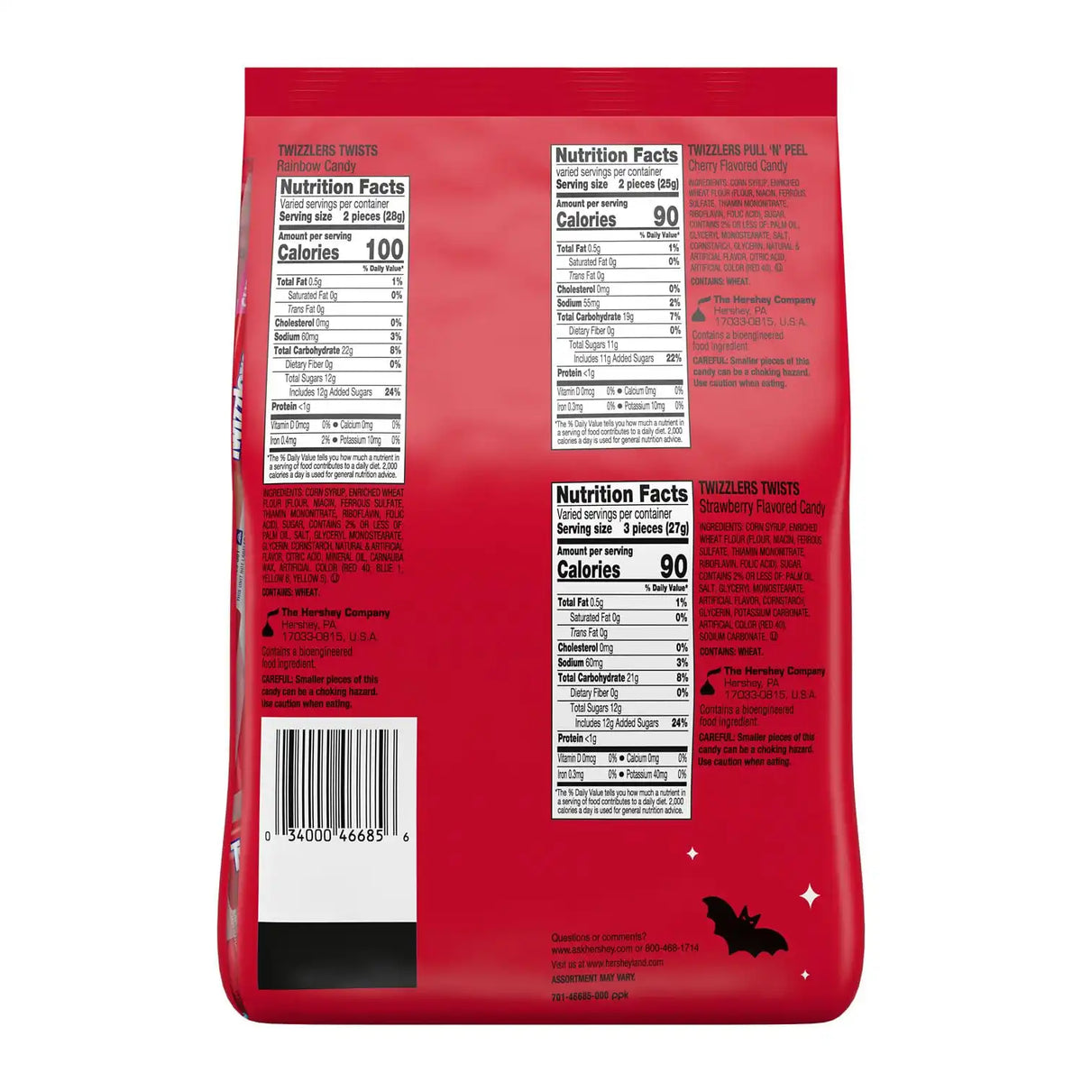 Twizzlers Assorted Fruit Flavored Licorice Style Halloween Candy, 25.3 oz