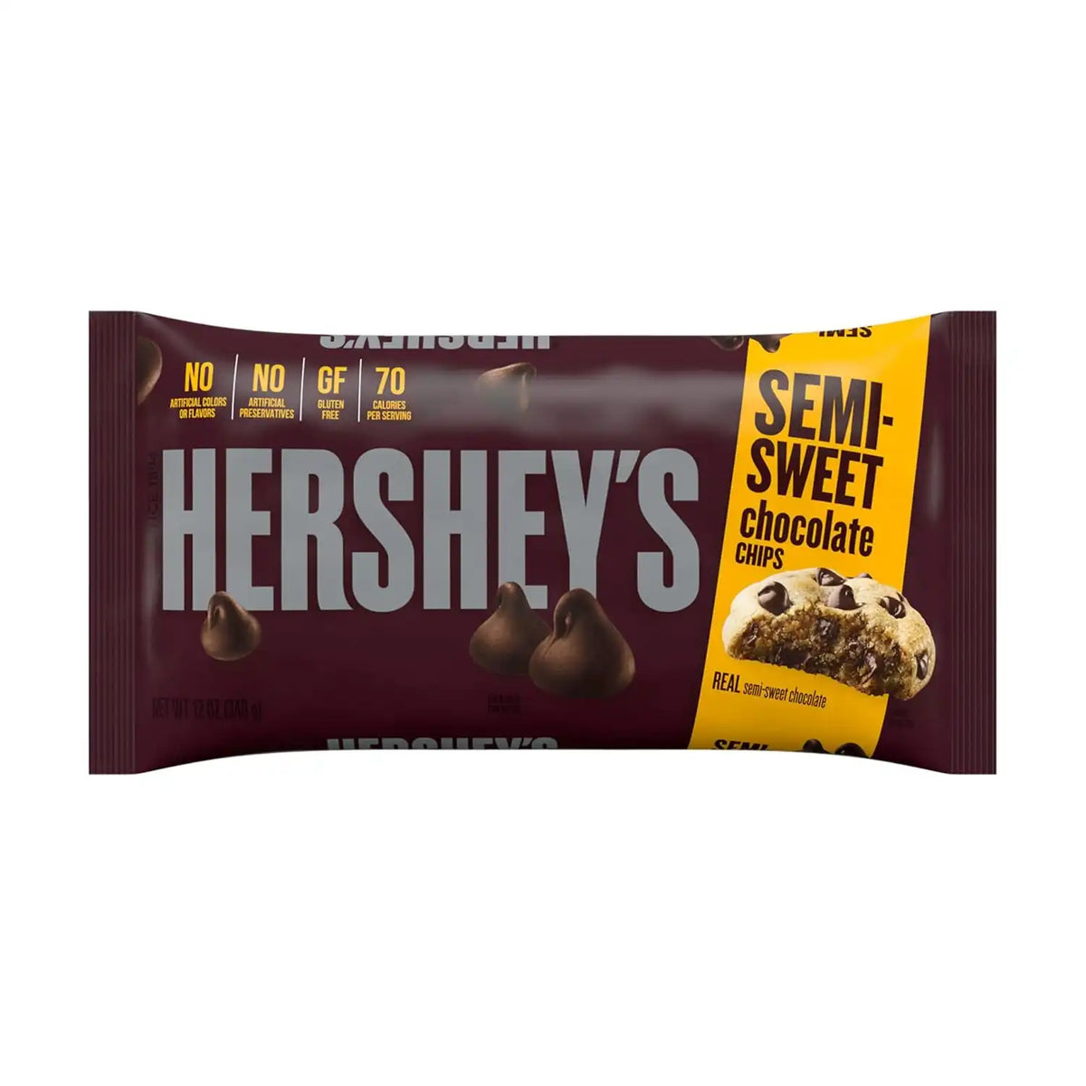 HERSHEY'S Semi-Sweet Chocolate Baking Chips Bag, 12 oz