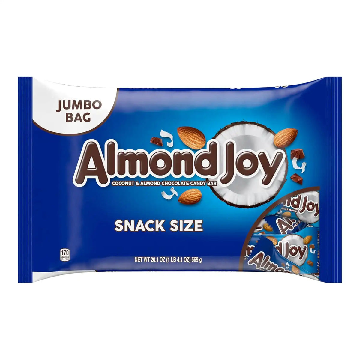 ALMOND JOY Coconut and Almond Chocolate Snack Size, Candy Jumbo Bag, 20.1 oz (Pack of 2)