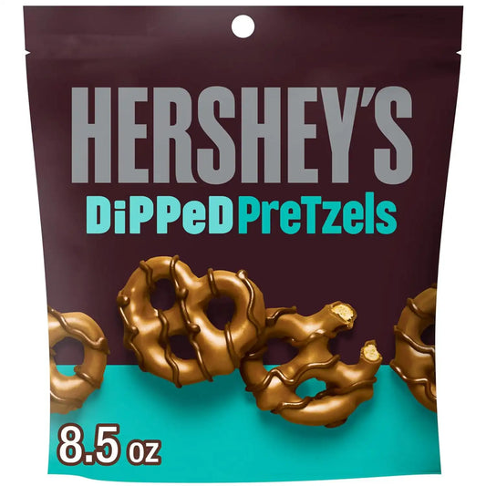Hershey's Milk & Dark Chocolate Covered Pretzels Sweet Salty Snack, 8.5 oz
