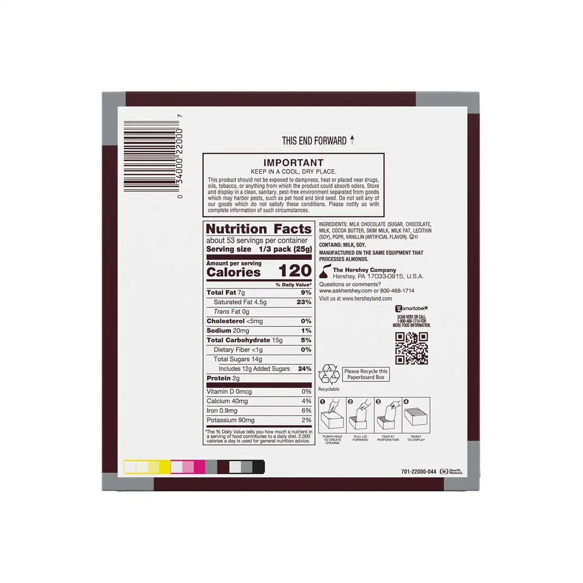 HERSHEY'S Milk Chocolate King Size Candy Bars, 2.6 oz, 18 Ct
