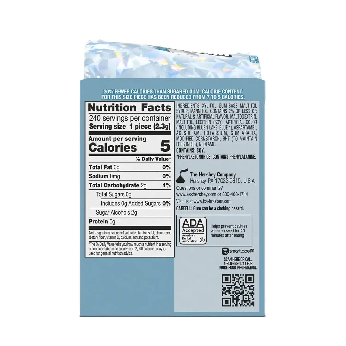 ICE BREAKERS Ice Cubes Mint Crystal Sugar Free Chewing Gum Bottles, 3.24 oz (6 Count, 40 Pieces)