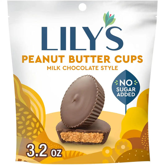 LILY'S Milk Chocolate Style Peanut Butter Cups Bag, 3.2 oz