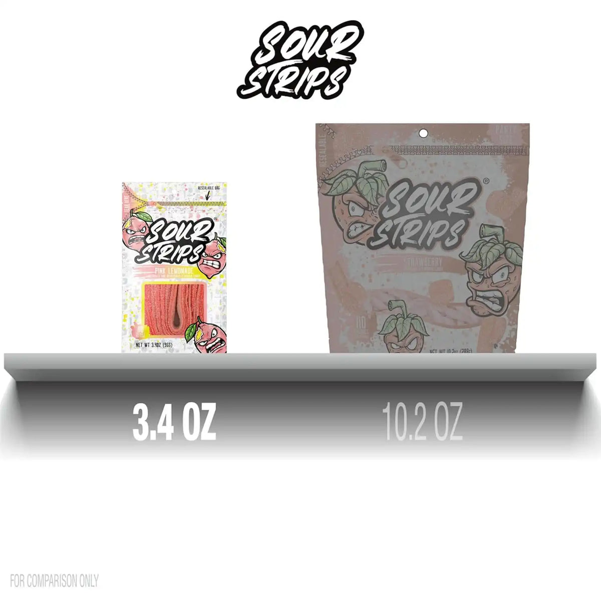 SOUR STRIPS Pink Lemonade Flavored Peg Bag, 3.4 oz.