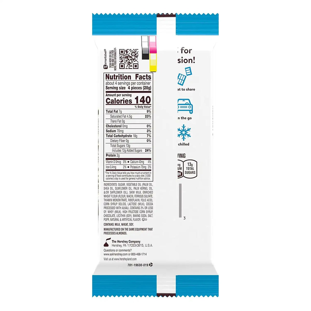 HERSHEY'S Cookies 'n' Creme XL, Candy Bars, 4 oz (12 Count, 16 Pieces)