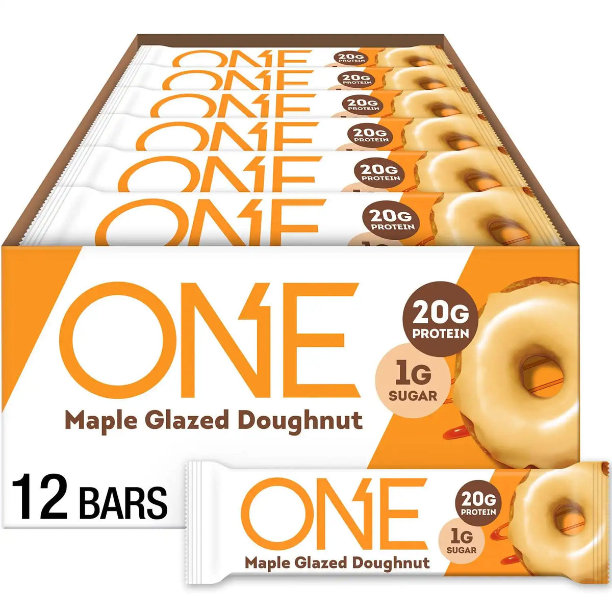 ONE Maple Glazed Doughnut Protein Bars, 20g Protein, Gluten Free, 12 ct