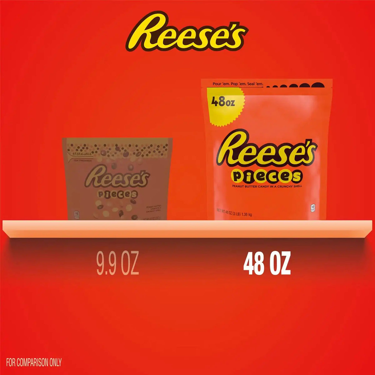 REESE'S PIECES Peanut Butter in a Crunchy Shell, Candy Bulk Bag, 48 oz