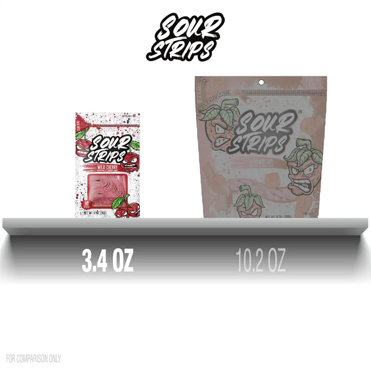 SOUR STRIPS Wild Cherry Flavored Chewy, Candy Bag, 3.4 oz