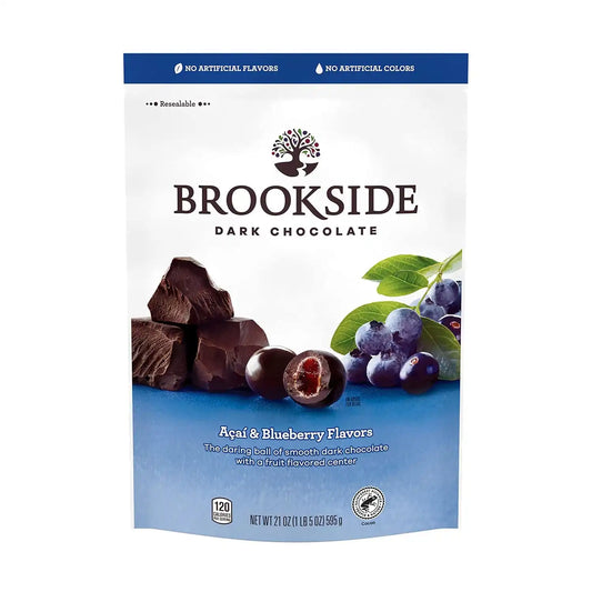 BROOKSIDE Dark Chocolate, Acai and Blueberry Flavored Snacking Chocolate Bag, 21 oz (Pack of 2)