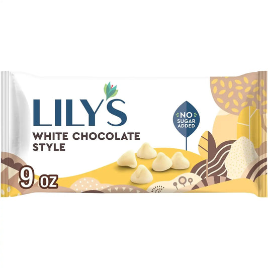 LILY'S White Chocolate Style No Sugar Added, Baking Chips Bag, 9 oz